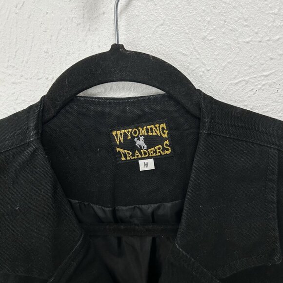 Wyoming Traders Black Denim Western Cotton Vest Mens M Button Up Rodeo Pockets - Picture 7 of 11